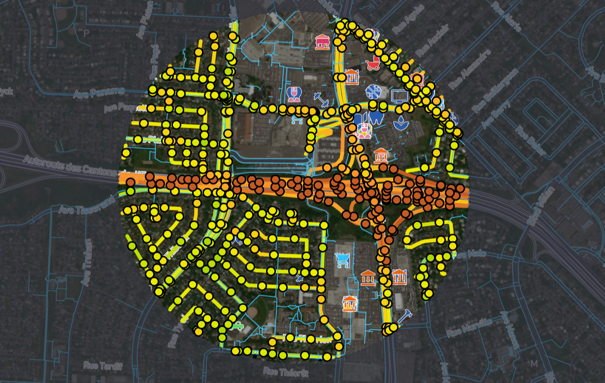 Walkability map of Panama Station area.