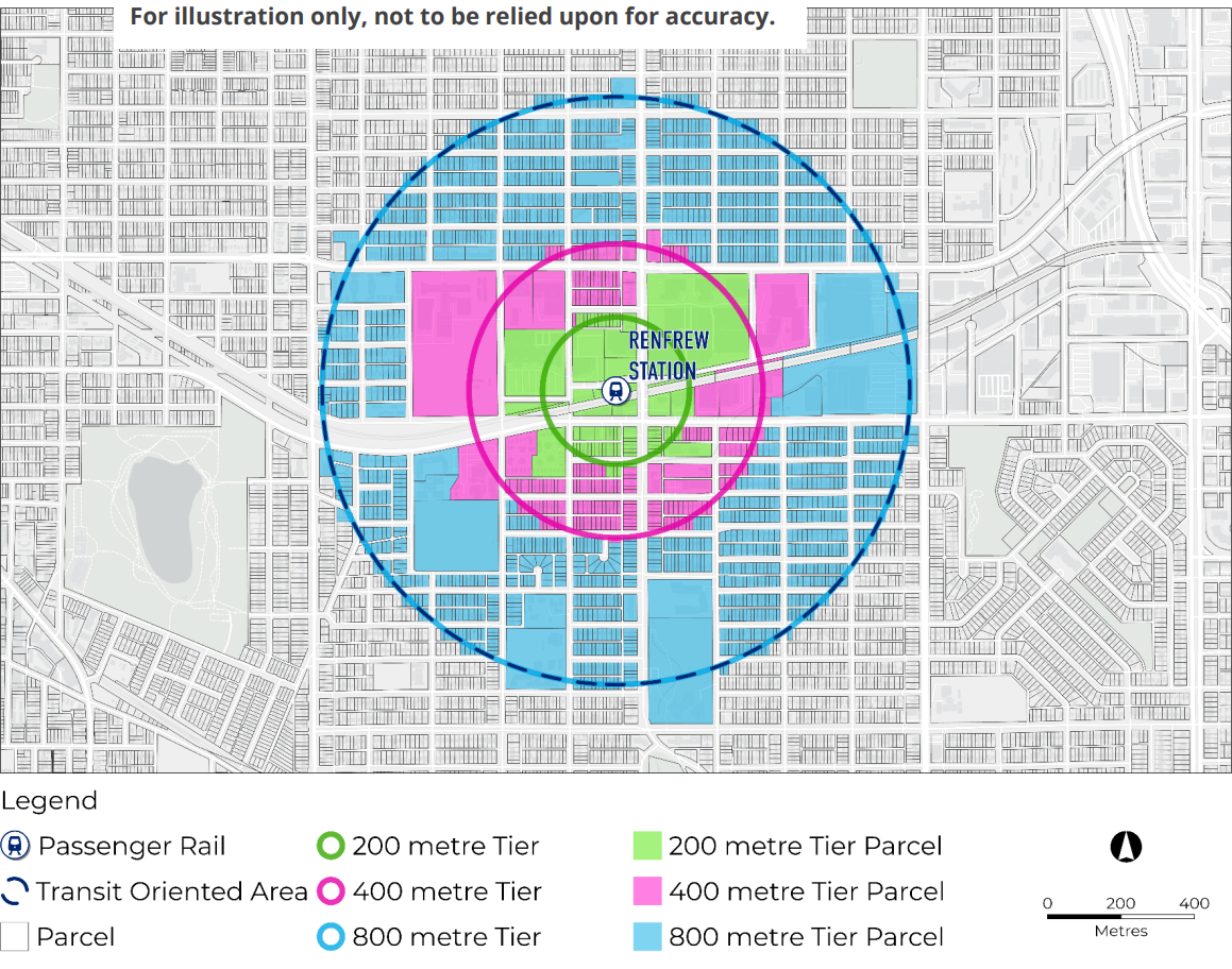 Catchment area map example for Renfrew Station